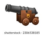 Vector cartoon style icon illustration. Old artillery cannon.
