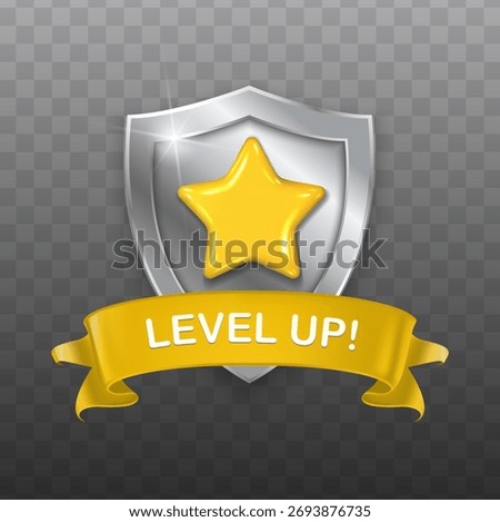 Vector cartoon style icon illustration. Level up ranking star badge,  winner award, achievement bonus. 