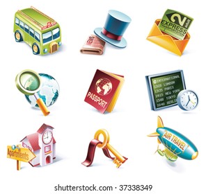 Vector cartoon style icon set. Part 12. Traveling