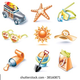 Vector cartoon style icon set. Part 16. Traveling