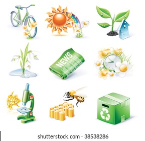 Vector cartoon style icon set. Part 21. Ecology