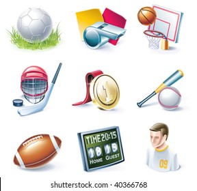 Vector cartoon style icon set. Part 33. Sport