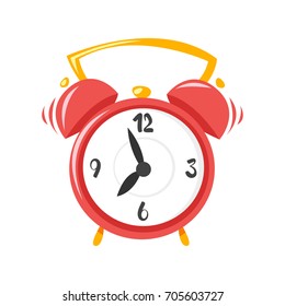 Vector cartoon style illustration of alarm clock. Icon for web. Isolated on white background.