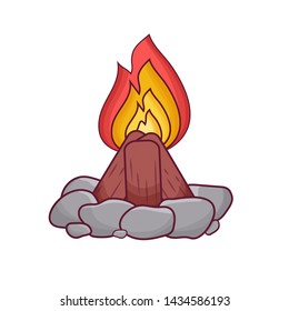 Vector cartoon style illustration of bonfire on white background.