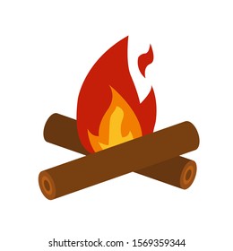Vector cartoon style illustration of bonfire with logs Vector