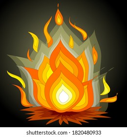 Vector cartoon style illustration of bonfire. Icon for web