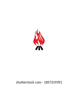 Vector Cartoon Style Illustration of Bonfire, Icon for Web, Isolated on White Background