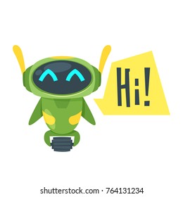 Vector cartoon style illustration  of chat bot isolated on white background.