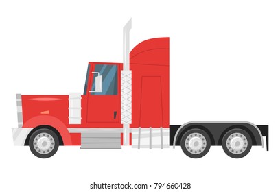 Vector  cartoon style illustration of city heavy transport - red truck