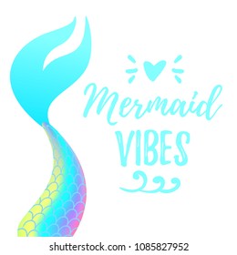 Vector cartoon style illustration of cute mermaid tail. Mermay concept. Mythical marine princess.