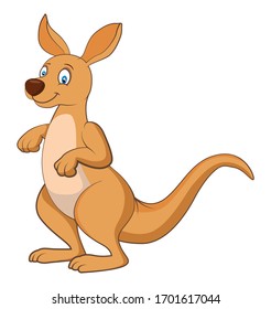 Vector cartoon style illustration of Cute Kangaroo.