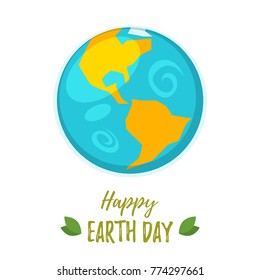 Vector cartoon style illustration of Earth Day greeting card. 