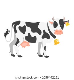 Vector cartoon style illustration of  farm animal - cow. Isolated on white background.