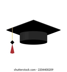 Vector cartoon style illustration of graduation cap. Icon for web. Isolated on white background.