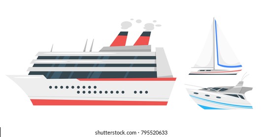 Vector  cartoon style illustration of marine transport 