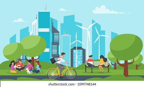 Vector Cartoon Style Illustration Park City Stock Vector (Royalty Free ...