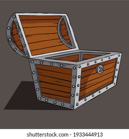 Vector cartoon style illustration of pirate's treasure chest