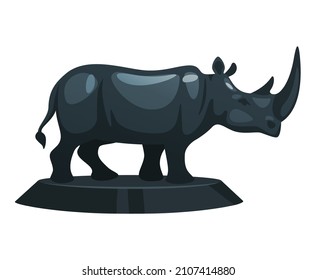 Vector cartoon style illustration of rhino statue