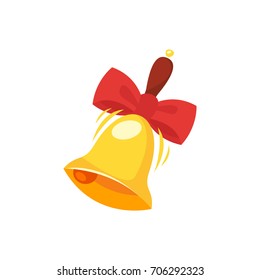 Vector cartoon style illustration of school bell. Icon for web. Isolated on white background.