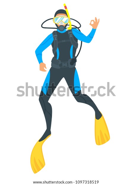 Vector Cartoon Style Illustration Scuba Diver Stock Vector (Royalty ...