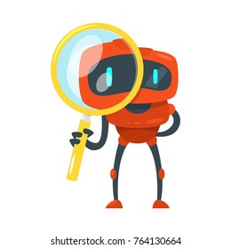 Vector cartoon style illustration  of search bot isolated on white background.