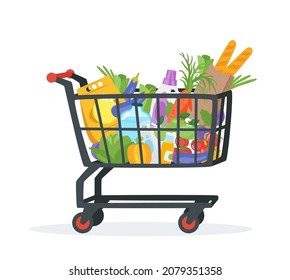 Vector cartoon style illustration of shopping cart