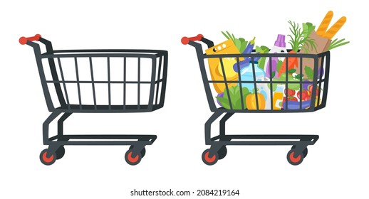 Vector cartoon style illustration of shopping cart