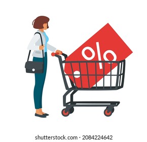 Vector cartoon style illustration of shopping cart