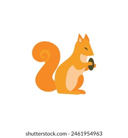 Vector cartoon style illustration of squirrel with cone