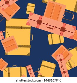 Vector cartoon style illustration of suitcases. Time to travel. Travel and tourism.