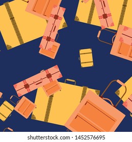Vector cartoon style illustration of suitcases. Time to travel. Travel and tourism.