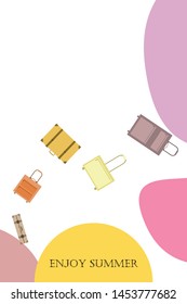 Vector cartoon style illustration of suitcases. Time to travel. Travel and tourism.