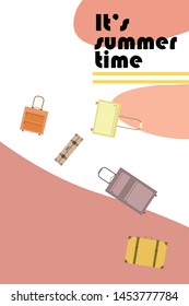 Vector cartoon style illustration of suitcases. Time to travel. Travel and tourism.