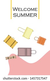 Vector cartoon style illustration of suitcases. Time to travel. Travel and tourism.