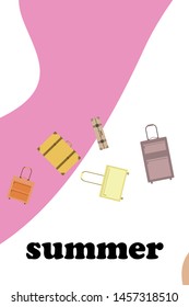 Vector cartoon style illustration of suitcases. Time to travel. Travel and tourism.