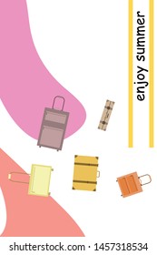 Vector cartoon style illustration of suitcases. Time to travel. Travel and tourism.