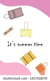Vector cartoon style illustration of suitcases. Time to travel. Travel and tourism.