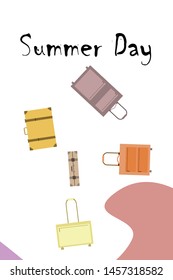 Vector cartoon style illustration of suitcases. Time to travel. Travel and tourism.