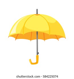 Vector cartoon style illustration of yellow umbrella. Icon for web. Isolated on white background.