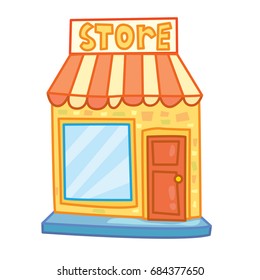 Vector cartoon style isolated illustration of grocery store shop building on white background for children city landscape