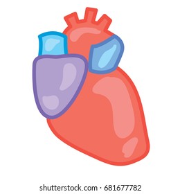 Vector cartoon style isolated on white background illustration cute outlined color heart. For children medicine and healthcare