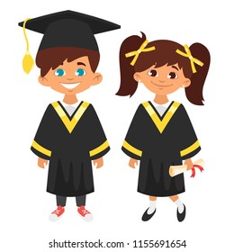 Vector Cartoon Style Kids Characters Graduation Stock Vector (Royalty ...