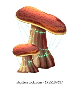 Vector cartoon style magic fantasy  mushroom, isolated on white background. For web, video games, user interface, design printing.