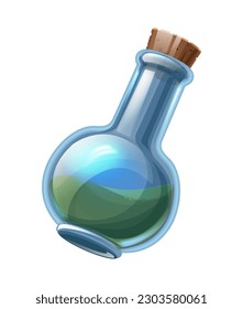 Vector cartoon style. magic potion glass bottle. Isolated on white background.