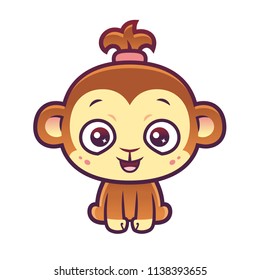 vector cartoon style monkeyl with happy face