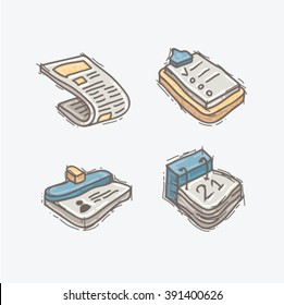 Vector cartoon style office tools icon set