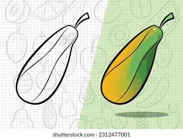 vector cartoon style papaya illustration
