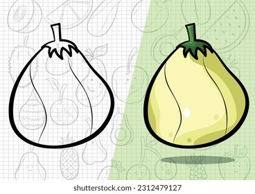 vector cartoon style pear drawing illustration