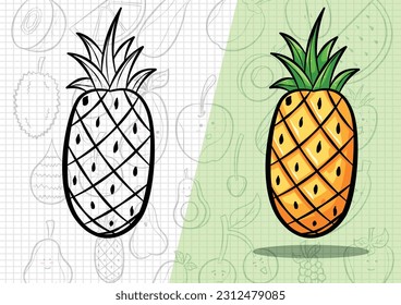 vector cartoon style pineapple illustration