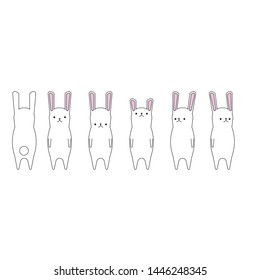 Vector cartoon style rabbit character, Isolated on white background, Vector